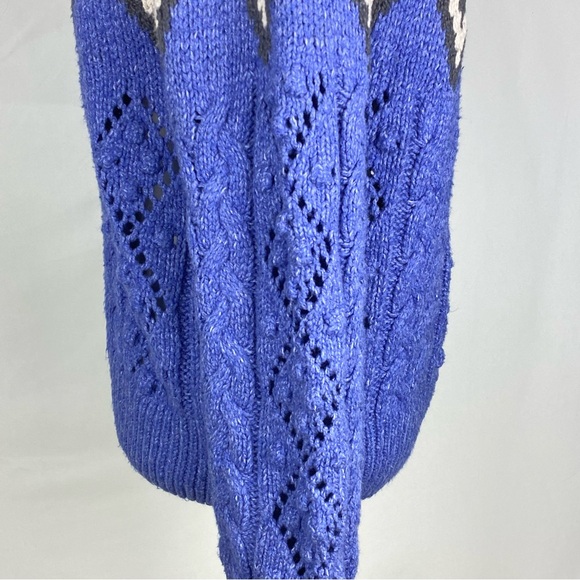Lucky Brand Women's Fair Isle Cable Knit Crewneck Sweater Size Small - Picture 3 of 8